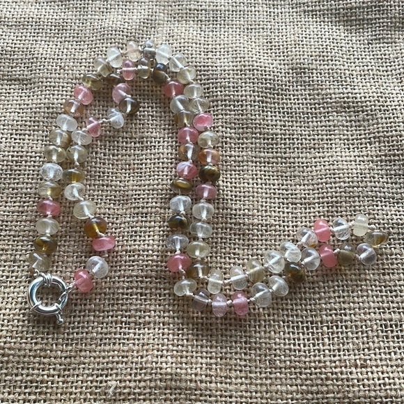 Watermelon quarts Stone Knotted Necklace New In Style 2023 In style Beads - Picture 9 of 11